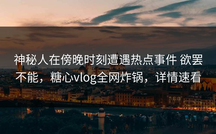 神秘人在傍晚时刻遭遇热点事件 欲罢不能，糖心vlog全网炸锅，详情速看  第1张